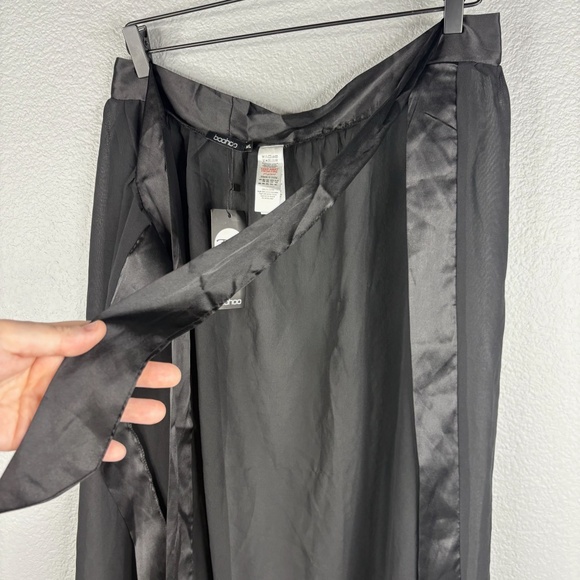 NWT Boohoo Essentials Satin Tie Beach Sarong Black - Picture 5 of 11